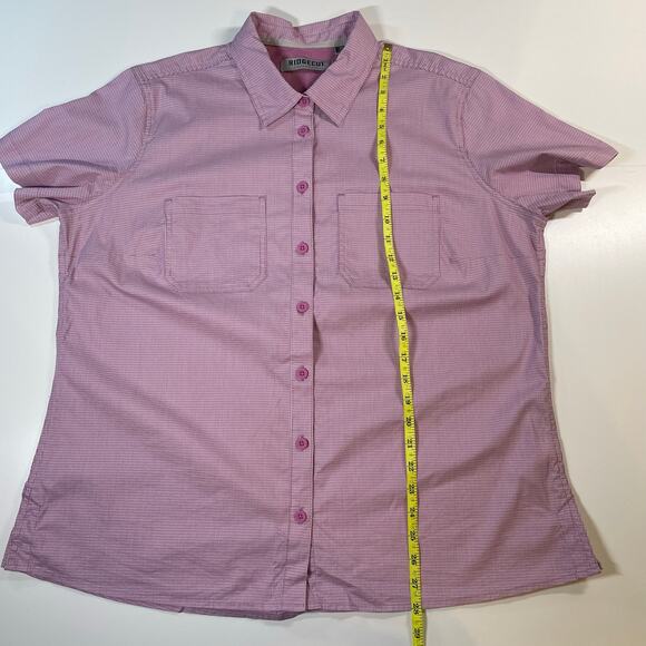 Ridgecut Women’s Sz XL Pink Maroon Micro-Check Work Shirt Short Sleeve Stretch - Picture 6 of 10